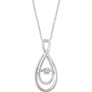 14k White Gold 1/10 CT (I1, H-I) Diamond Infinity Necklace, 18 Inch